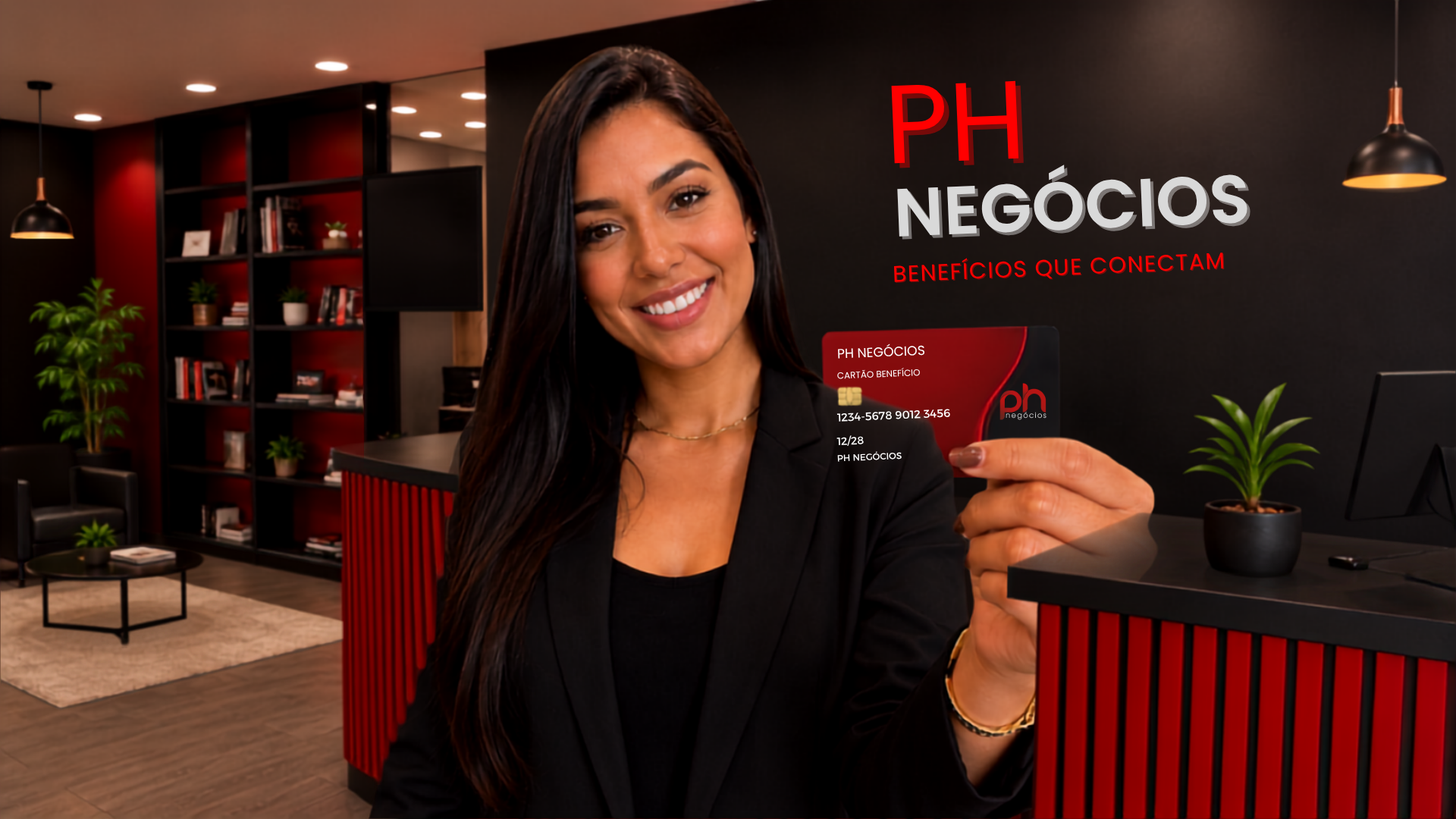 Atendente PH Negócios com o Cartão Benefício